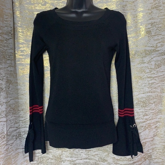 I-N-C International Concepts Black Bell Sleeve Knitted Sweater Size S - Picture 2 of 11